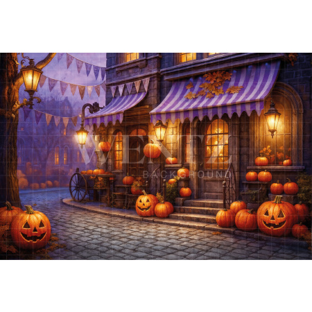 Fundo Fotográfico em Tecido Vila de Halloween / Backdrop 7687