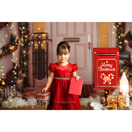 Fundo Fotográfico em Tecido Fachada Casa de Natal / Backdrop 2319