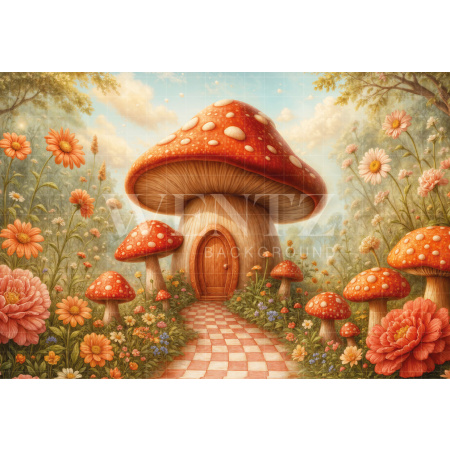 Fundo Fotográfico em Tecido Casinha de Cogumelo / Backdrop 7090