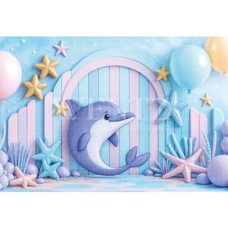 Fundo Fotográfico em Tecido Smash the Cake Golfinho / Backdrop 7179