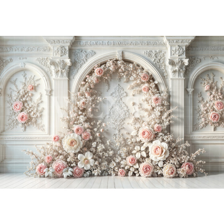 Fundo Fotográfico em Tecido Dia das Mães Arco com Flores / Backdrop 6839