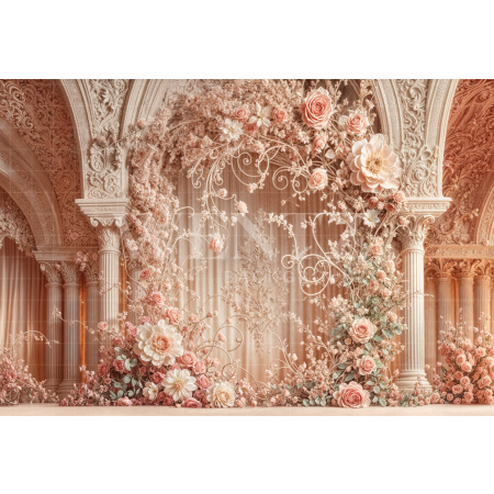Fundo Fotográfico em Tecido Dia das Mães Arco com Flores / Backdrop 6838