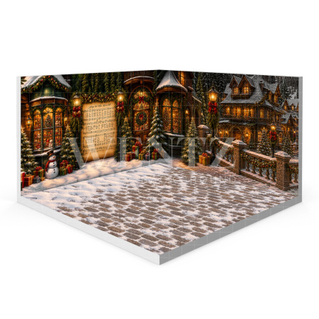 Fundo Fotográfico em Tecido Cenário Vila de Natal 3D / WTZ206