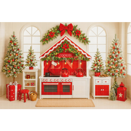 Fundo Fotográfico em Tecido Cozinha de Natal / Backdrop 7703