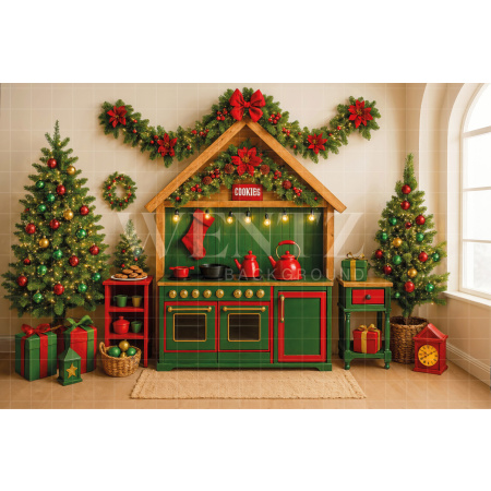 Fundo Fotográfico em Tecido Cozinha de Natal / Backdrop 7704