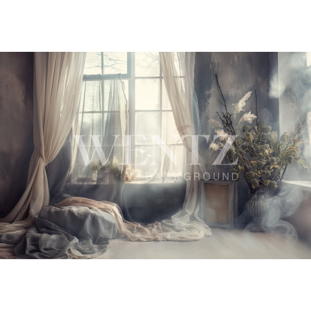 Fundo Fotográfico em Tecido Cenário Dia das Mães com Cortinas / Backdrop 5794